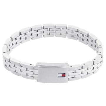 Ανδρικό βραχιόλι ατσάλινο Tommy Hilfiger 2790501 σε ασημένιο χρώμα και ασημένια αγκράφα.